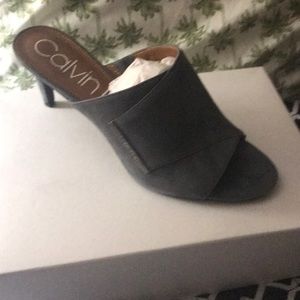 Grey suede Calvin Klein mules new never worn